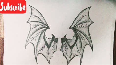 How to draw wings easy step by step || Bat wing drawing tutorial || pencil drawing - YouTube