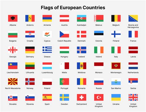 Europe countries flags. Flags of countries in Europe. 13709697 Vector Art at Vecteezy