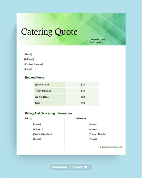 Catering Proposal and Quote Template – Quote Templates