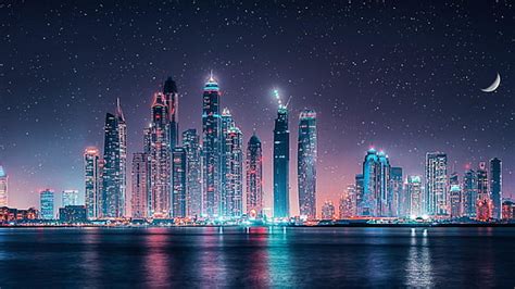 Online crop | HD wallpaper: dubai, city lights, 8k, uae, downtown, water, united arab emirates ...