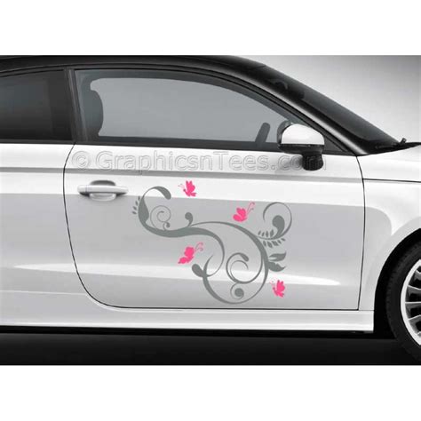 Butterflies Car Stickers, Custom Graphic Decal - Girly Car Stickers - Butterfly Flowers Stickers ...