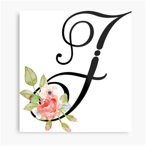 "Floral Monogram Fancy Script Letter J" Metal Print for Sale by Grafixmom | Redbubble