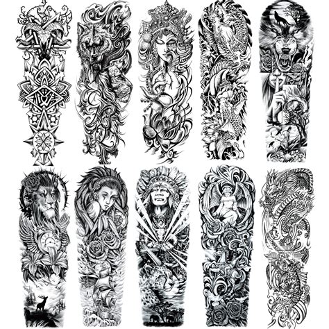 Buy LEOARS Black Temporary Sleeve Tattoo for Men and Women, Full Arm Fake Sleeve Tattoos for ...