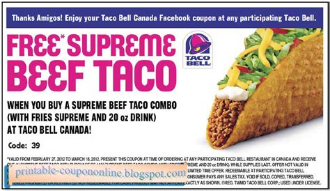 Printable Coupons 2023: Taco Bell Coupons