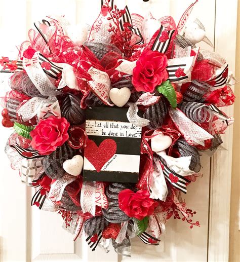 Heart Shaped Wreath, Valentine Day Wreath, Home Decor, Religious Home Decor, Front Door Wreath ...