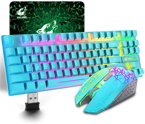 Buy Wireless Gaming Keyboard and Mouse Combo with 87 Key Rainbow LED Backlight Rechargeable ...