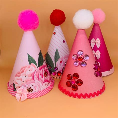 Pretty in Pink Party Hats 4 Designs Size Medium - Etsy New Zealand