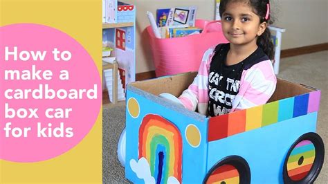 How to make a cardboard car for kids, DIY cardboard projects, kids rainbow craft – starkidslearn.com