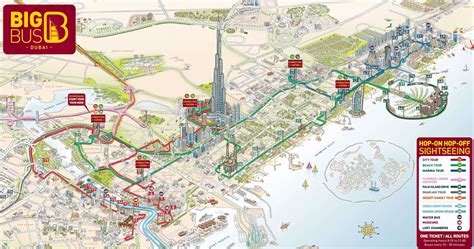 Map of Dubai hop on hop off bus tour with Big Bus | Visiter dubai, Carte touristique, Que faire ...