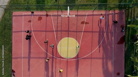 Basketball court aerial view 4 K Stock Video | Adobe Stock