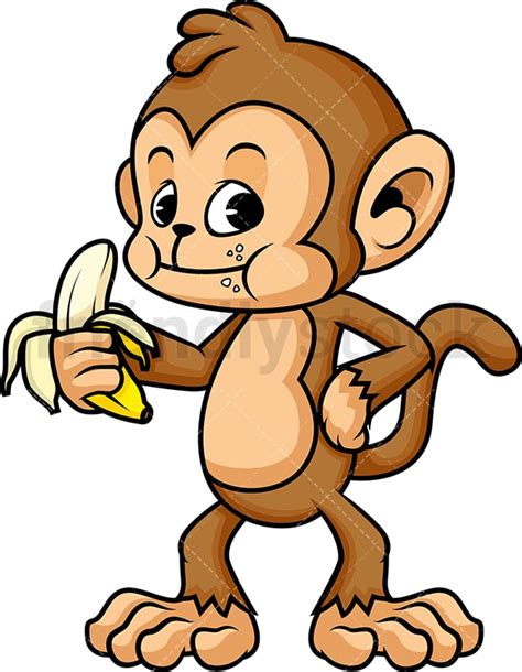 Monkey Eating Banana Cartoon Vector Clipart - FriendlyStock