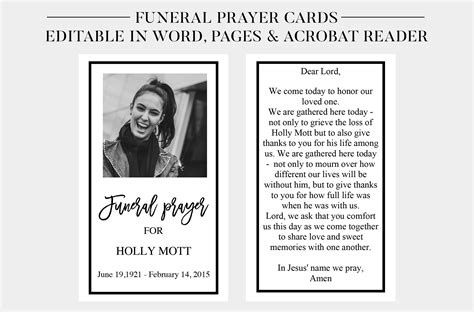 Funeral Prayer Cards Printable Funeral Cards Memorial | Etsy