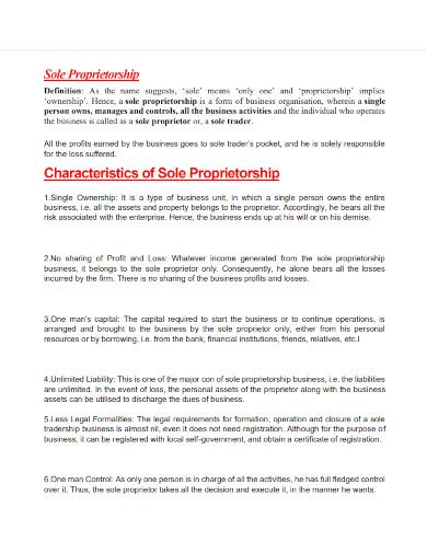 Sole Proprietorship - 15+ Examples, Format, How to Identify, PDF