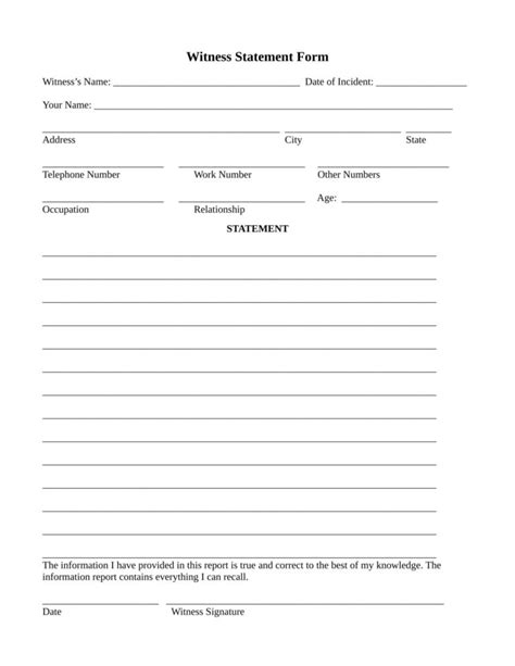 Free 14 Employee Witness Statement Forms In Ms Word Pdf Witness Affidavit Form Template Doc ...