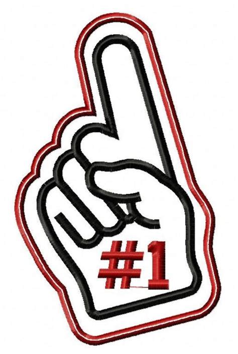 Number One Fan Foam Finger Machine Applique Embroidery Design | Etsy