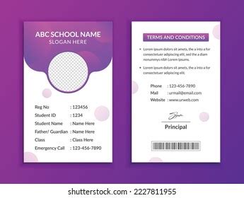 Abstract School Id Card Template Design Stock Vector (Royalty Free) 2227811955 | Shutterstock