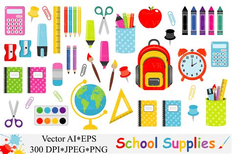 School Supplies Clipart, Back to School - Vector Graphic by VR Digital Design · Creative Fabrica