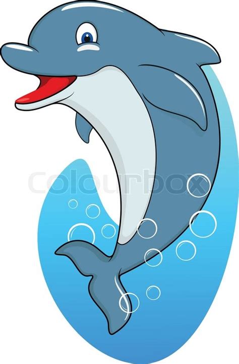 Vector Illustration Of Happy Dolphin ... | Stock vector | Colourbox