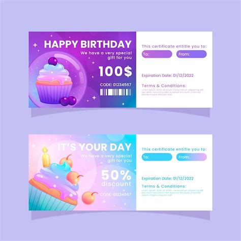 Free Vector | Gradient birthday gift voucher design