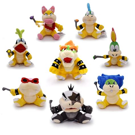 8Pcs/Set Super Mario Koopalings Plush Toys Wendy LARRY IGGY Ludwig Roy Morton Lemmy Bowser O ...