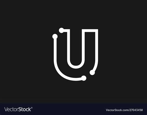 Alphabet letter u black and white logo design Vector Image