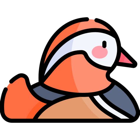 Mandarin duck Kawaii Lineal color icon