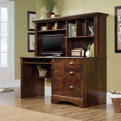 Sauder Harbor View Computer Desk W/Hutch, Curado Cherry Finish - Walmart.com