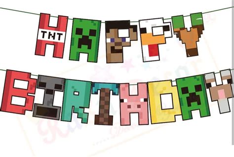 Minecraft Birthday Banner, Hobbies & Toys, Stationery & Craft, Occasions & Party Supplies on ...