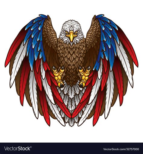 An eagle with american flag Royalty Free Vector Image