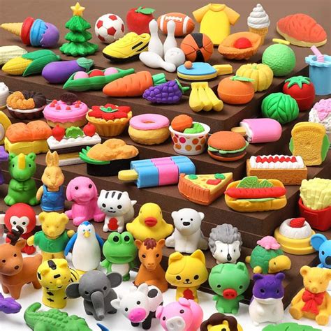 UMIKU 100 Pack Pencil Erasers Animal Erasers for Kids Puzzle Erasers 3D Mini Erasers Food ...