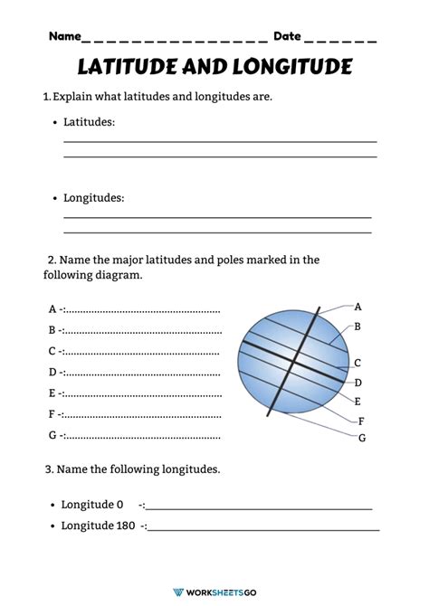 Latitude & Longitude Worksheets | WorksheetsGO