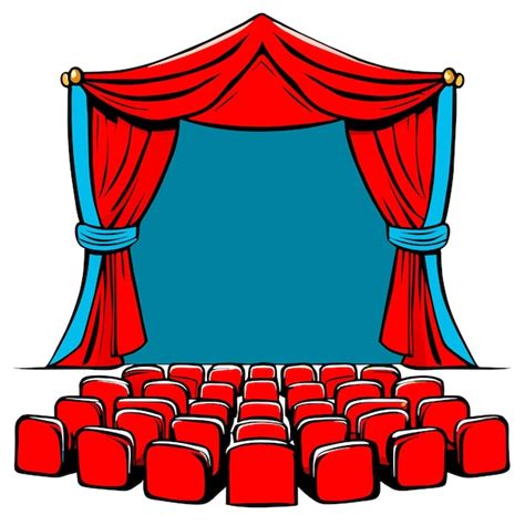 Premium Vector | Theater concept realistic luxurious red velvet curtains with theatre scarlet seats