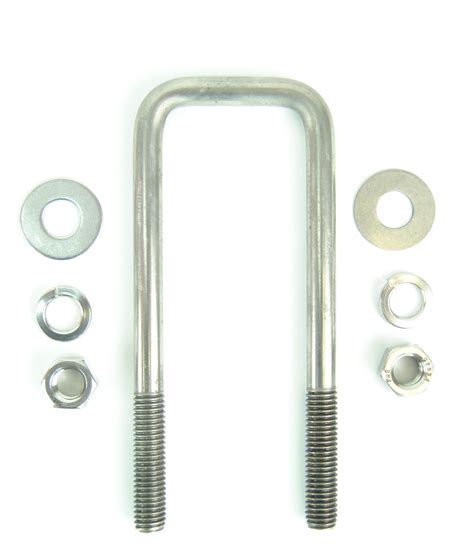 Stainless Steel Square Trailer U-Bolt 1/2 inch x 2 inch x 7