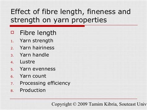 Mechanical properties of yarn