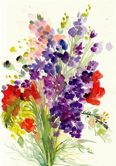 Spring Flowers Bouquet - Floral Watercolor Painting by Tiberiu Soos - Pixels