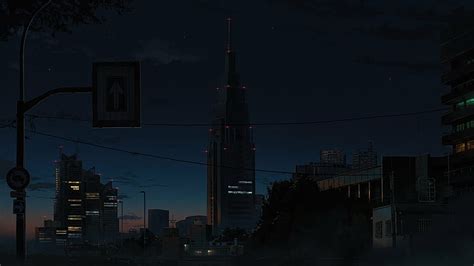 Online crop | HD wallpaper: anime, night, urban, landscape, sky, city | Wallpaper Flare