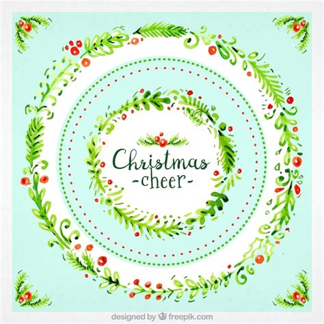 Free Vector | Christmas card of watercolor wreath