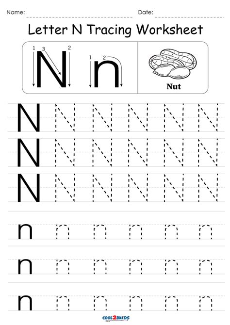 Free Printable Letter N Tracing Worksheets