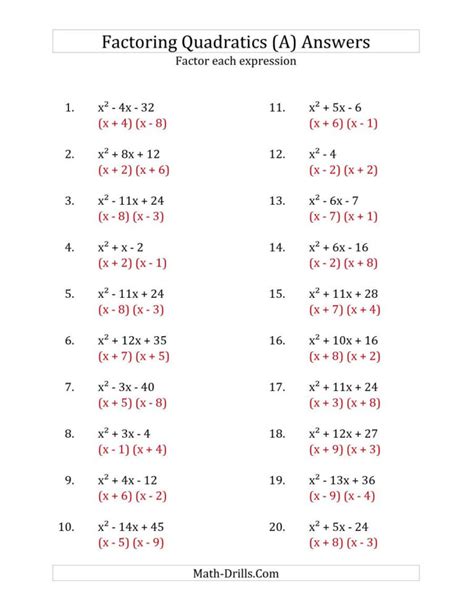 Factoring Binomials And Trinomials Worksheet