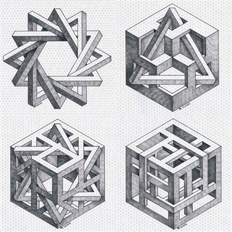 Illusion Drawings, 3d Drawings, Illusion Art, Isometric Grid, Isometric Drawing, Isometric ...