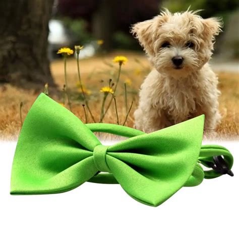 1x Green Cute Adjustable Pet bowtie gentleman Dogs solid color imitation bow ties fashion ...