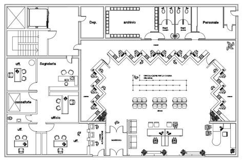 Bank Floor Plan Design - Cadbull