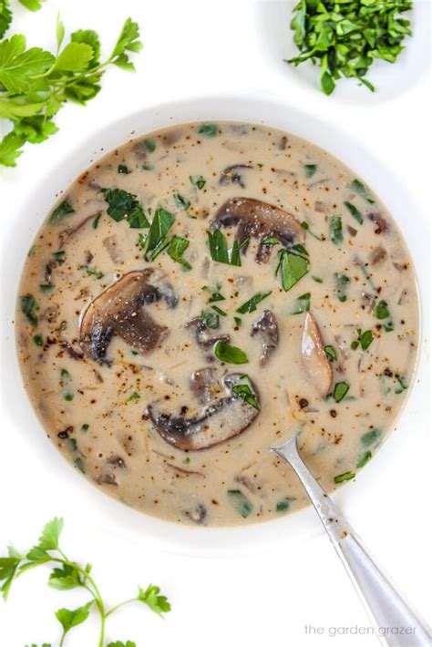 Vegan Mushroom Soup (Creamy, Oil-Free!) - The Garden Grazer