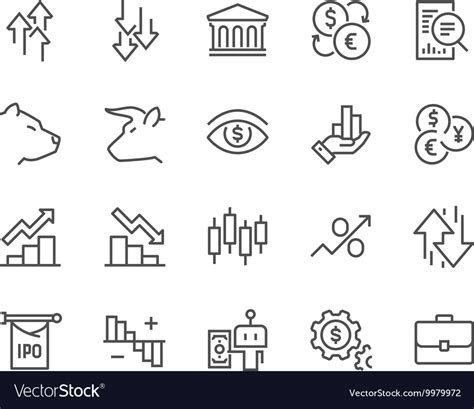 Line stock market icons Royalty Free Vector Image