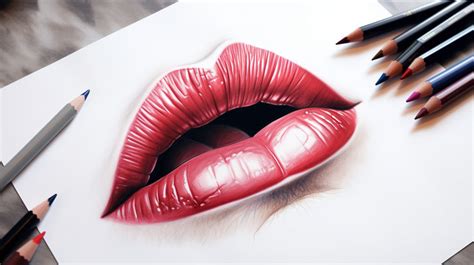 Lip Pencil The Lips Are Drawn With Colored Pencils Backgrounds | PSD Free Download - Pikbest