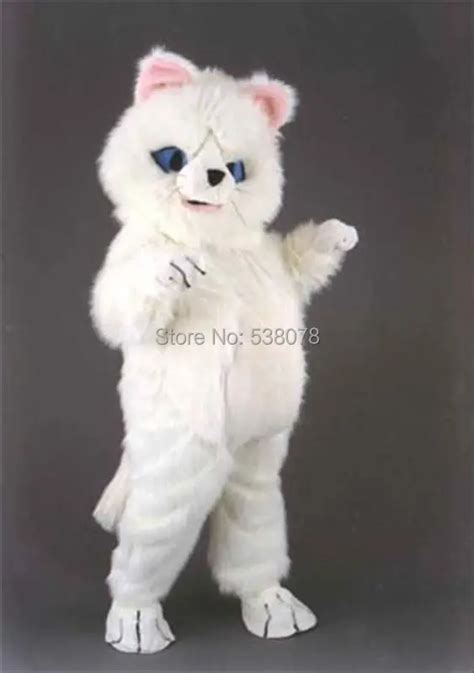 Plush Fat White Persian Cat Mascot Costume Adult Size Professional Custom Fat Cat Mascotte ...