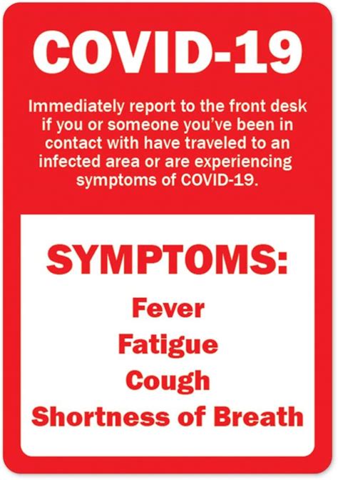 Amazon.com : COVID-19 Notice Sign - COVID-19 Symptoms Report to Front Desk | Peel and Stick Wall ...