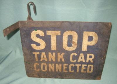 RR SIGN STOP TANK CAR CONNECTED RAIL ROAD TWO SIDED HEAVY STEEL ...