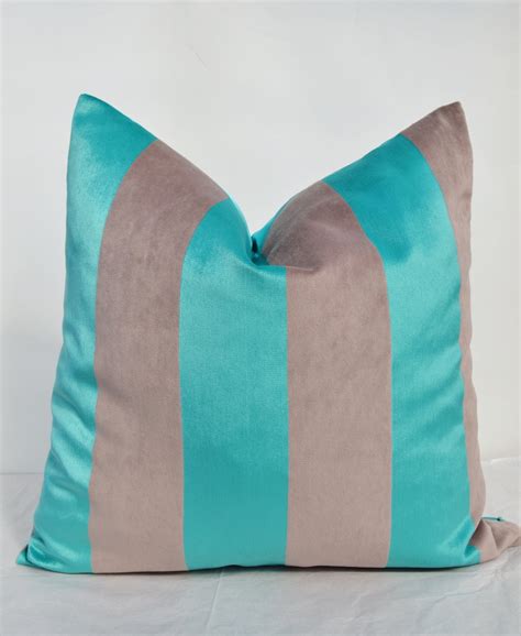 Aqua Velvet Pillow Covergeometric Velvet Pillow Coverstriped - Etsy