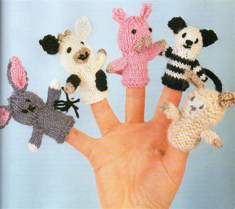 5 Farm Animals Finger Puppets Knitting Pattern Rabbit Cow Pig Lamb Mouse Knitting Pattern PDF ...